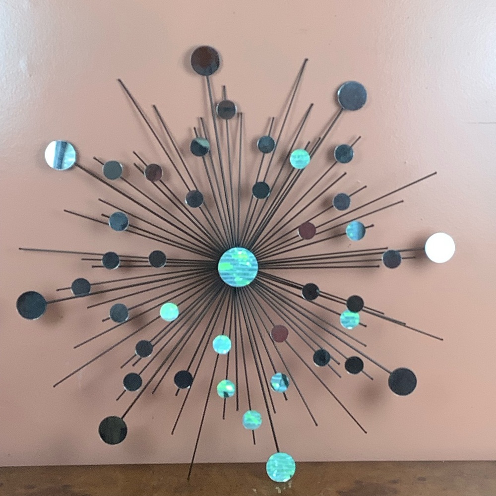 Modern Black Metal Sunburst Wall Decor with 24” Diameter